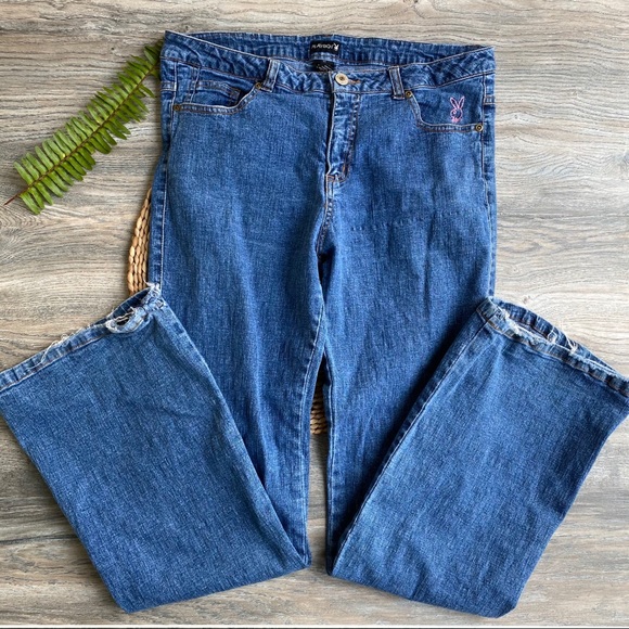 Playboy Denim Bootcut Distressed Jeans Vintage VTG - Picture 3 of 16